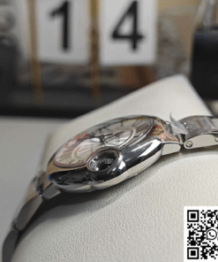 AF Factory Cartier Ballon Bleu 33mm watch reference W4BB0015 with diamond-set bezel (side view).