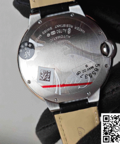 Ballon Bleu De Cartier 33MM W4BB0015 AF Factory Diamond-set Bezel AF Factory Cartier Ballon Bleu 33mm watch reference W4BB0015 with diamond-set bezel (back view).