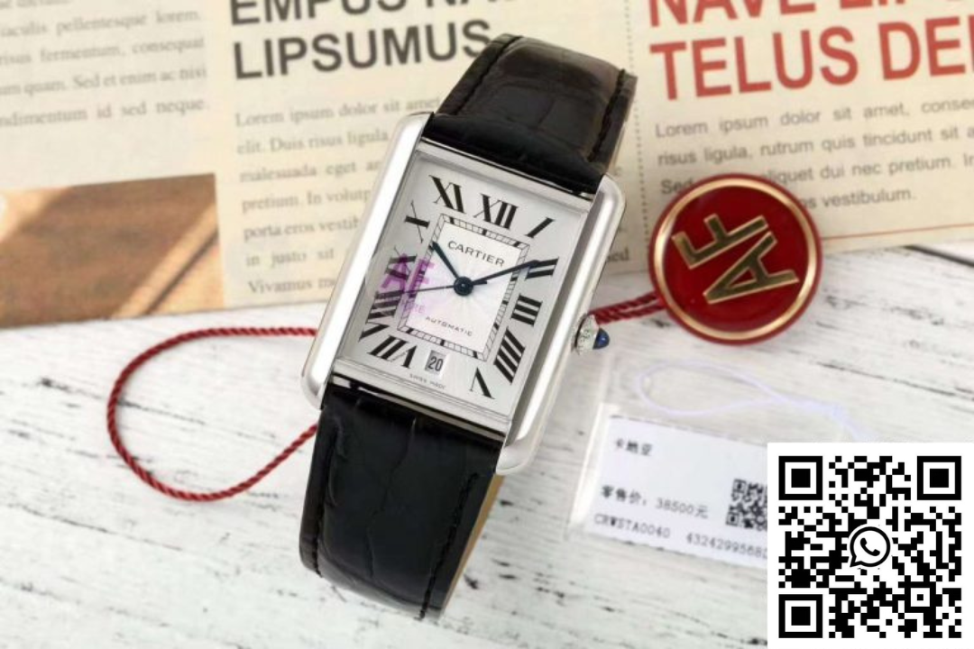 Cartier Tank CRWSTA0053 AF Factory 31mm Stainless Steel White Dial Black Band Cartier Tank CRWSTA0053 AF Factory 31mm Stainless Steel White Dial Black Band - Image 4