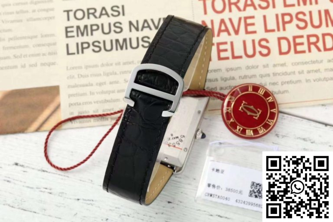 Cartier Tank CRWSTA0053 AF Factory 31mm Stainless Steel White Dial Black Band Cartier Tank CRWSTA0053 AF Factory 31mm Stainless Steel White Dial Black Band - Image 8