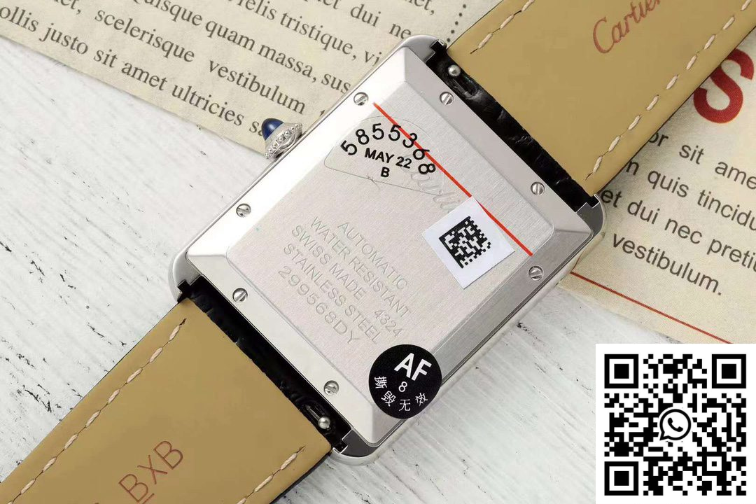 Cartier Tank CRWSTA0053 AF Factory 31mm Stainless Steel White Dial Black Band Cartier Tank CRWSTA0053 AF Factory 31mm Stainless Steel White Dial Black Band - Image 6