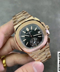 Alternative view of Patek Philippe Nautilus 5980 3K Factory Rose Gold Black Dial