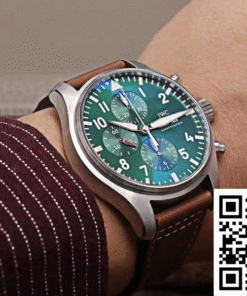 IWC Pilot Chronograph IW377726 green dial ZF Factory, front view