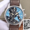 IWC Pilot's Watch Chronograph Spitfire IW387903 with black dial, 41mm stainless steel case, and brown calfskin leather strap